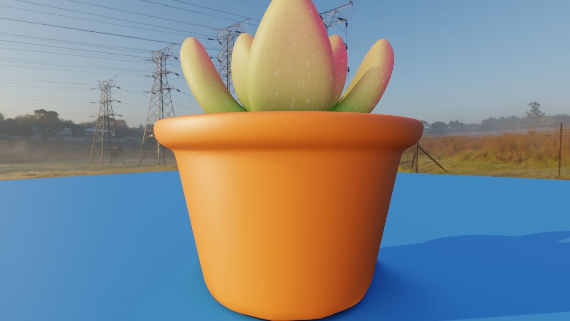 Low Poly Plant succulent in pot Low-poly 3D model_4
