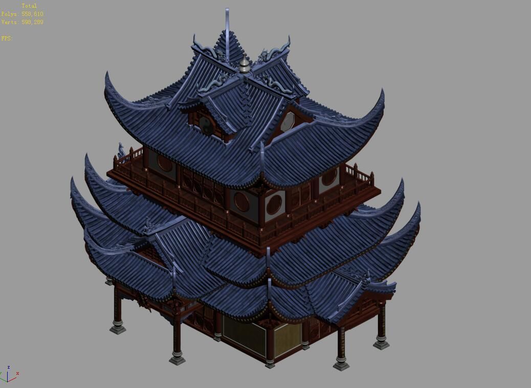 Religion-Taoism-Main Building 12 3D model_4