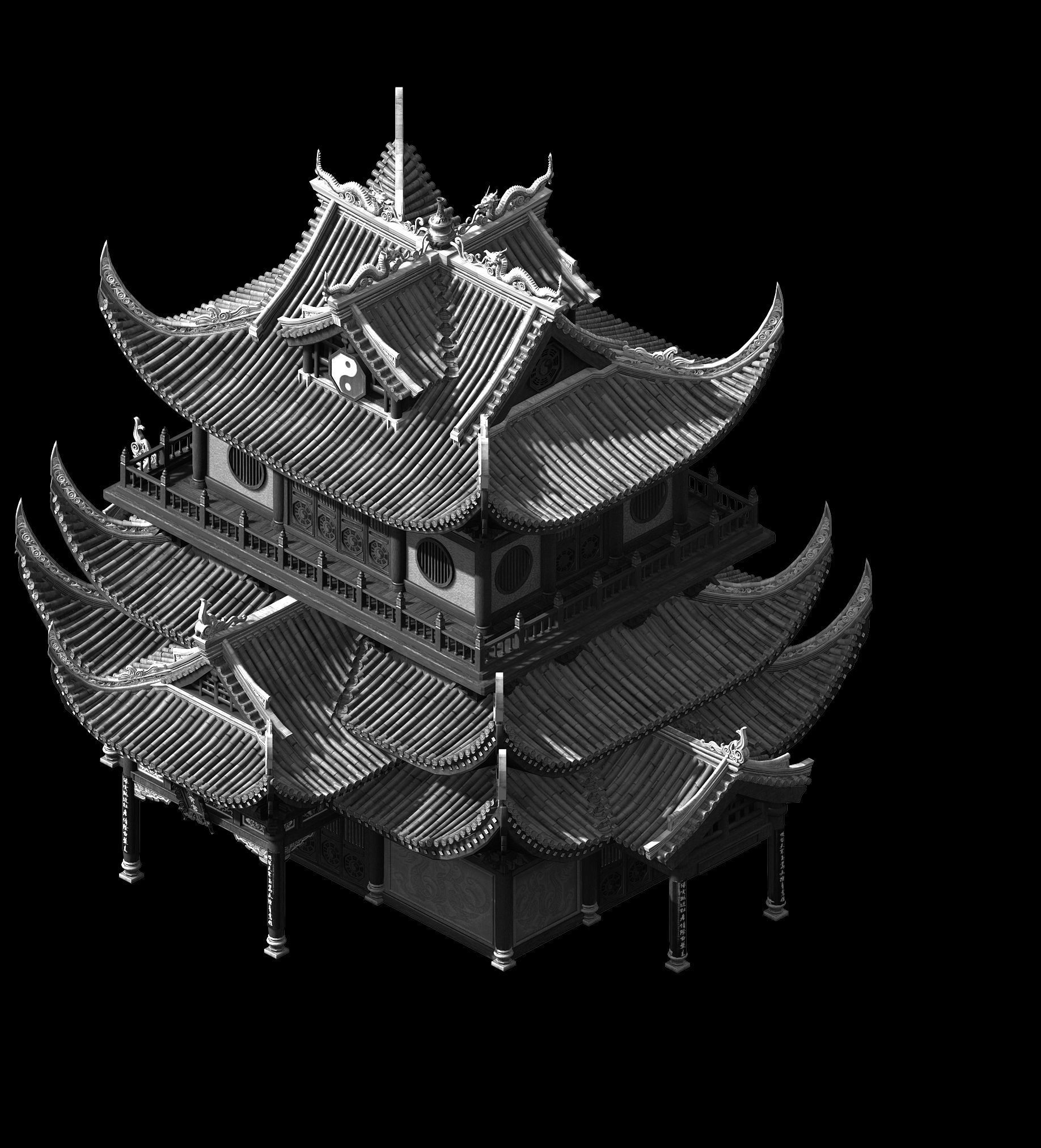 Religion-Taoism-Main Building 12 3D model_2