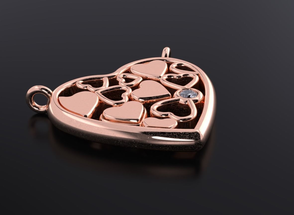Beautiful pendant with heart and diamond 536 3D print model_14