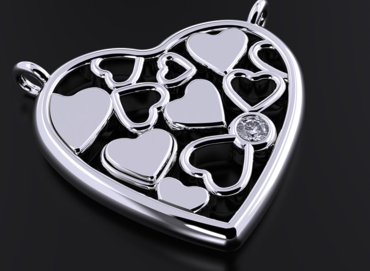 Beautiful pendant with heart and diamond 536 3D print model_10