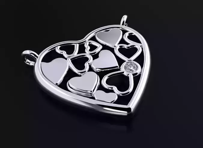 Beautiful pendant with heart and diamond 536