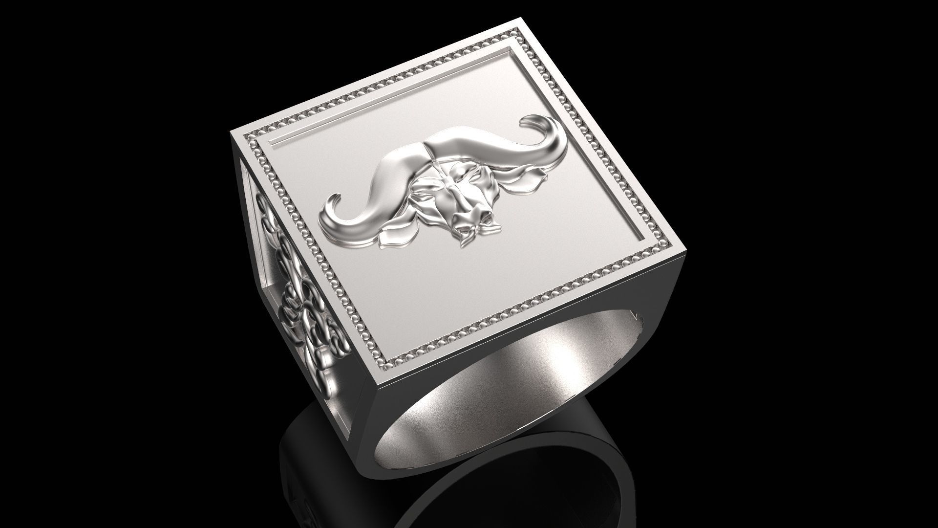 Ring with buffalo 3D print model_1