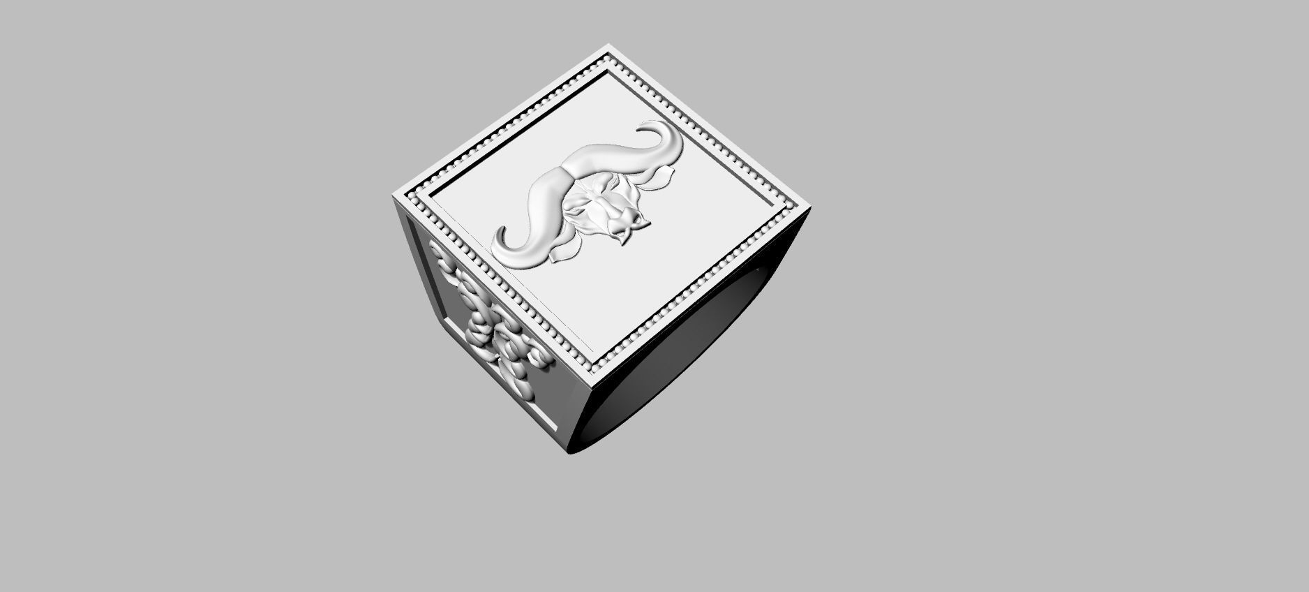 Ring with buffalo 3D print model_9