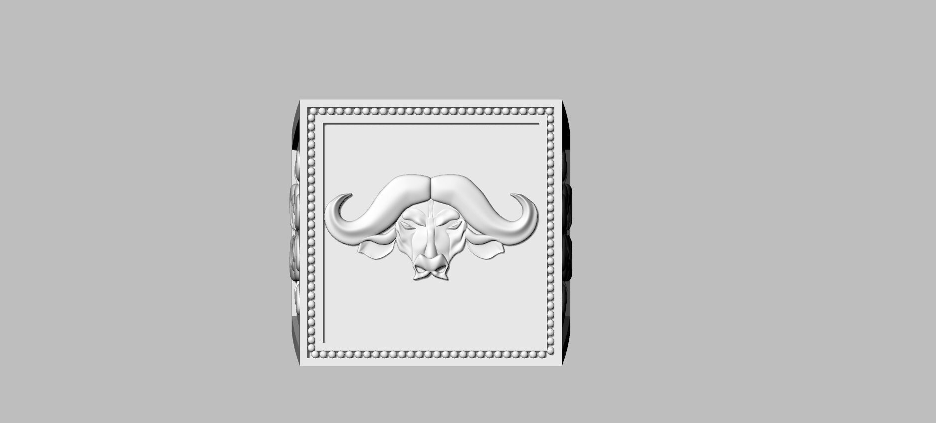 Ring with buffalo 3D print model_6