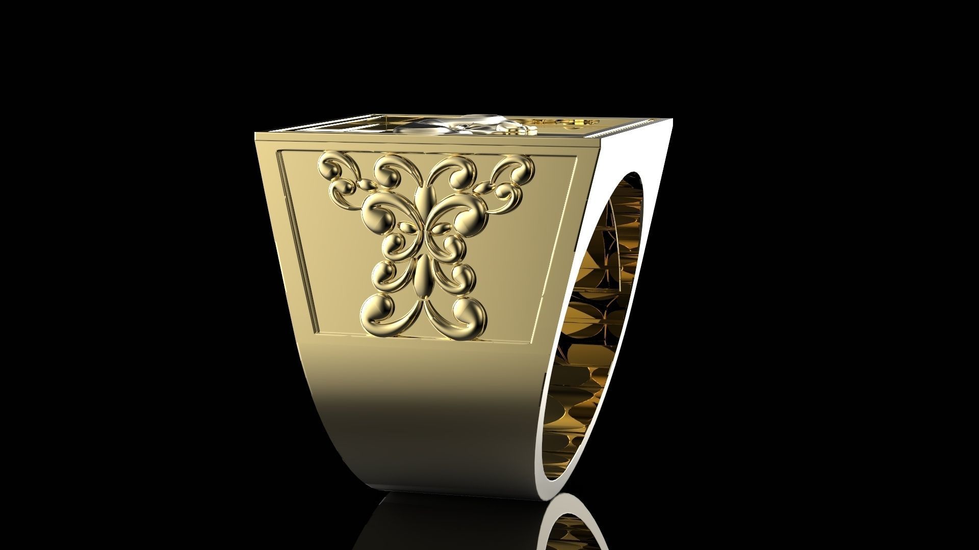 Ring with buffalo 3D print model_3