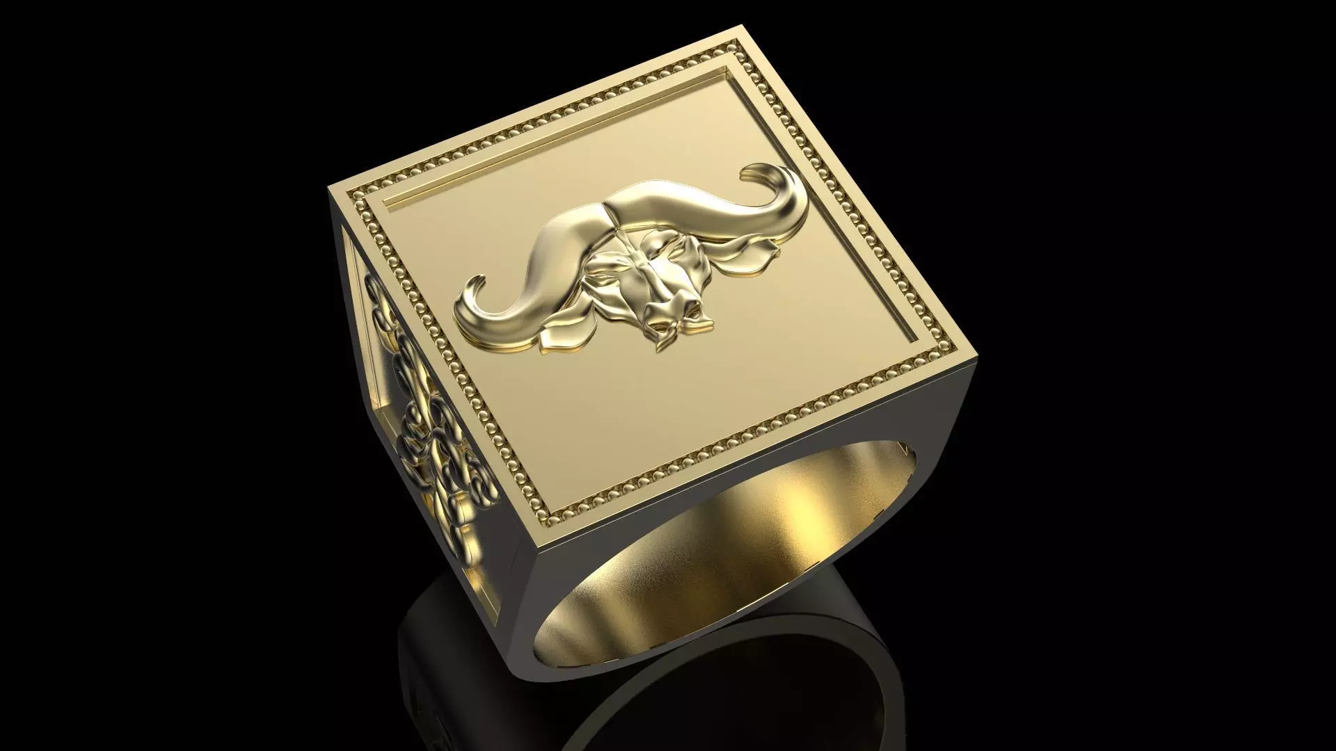 Ring with buffalo 3D print model_0