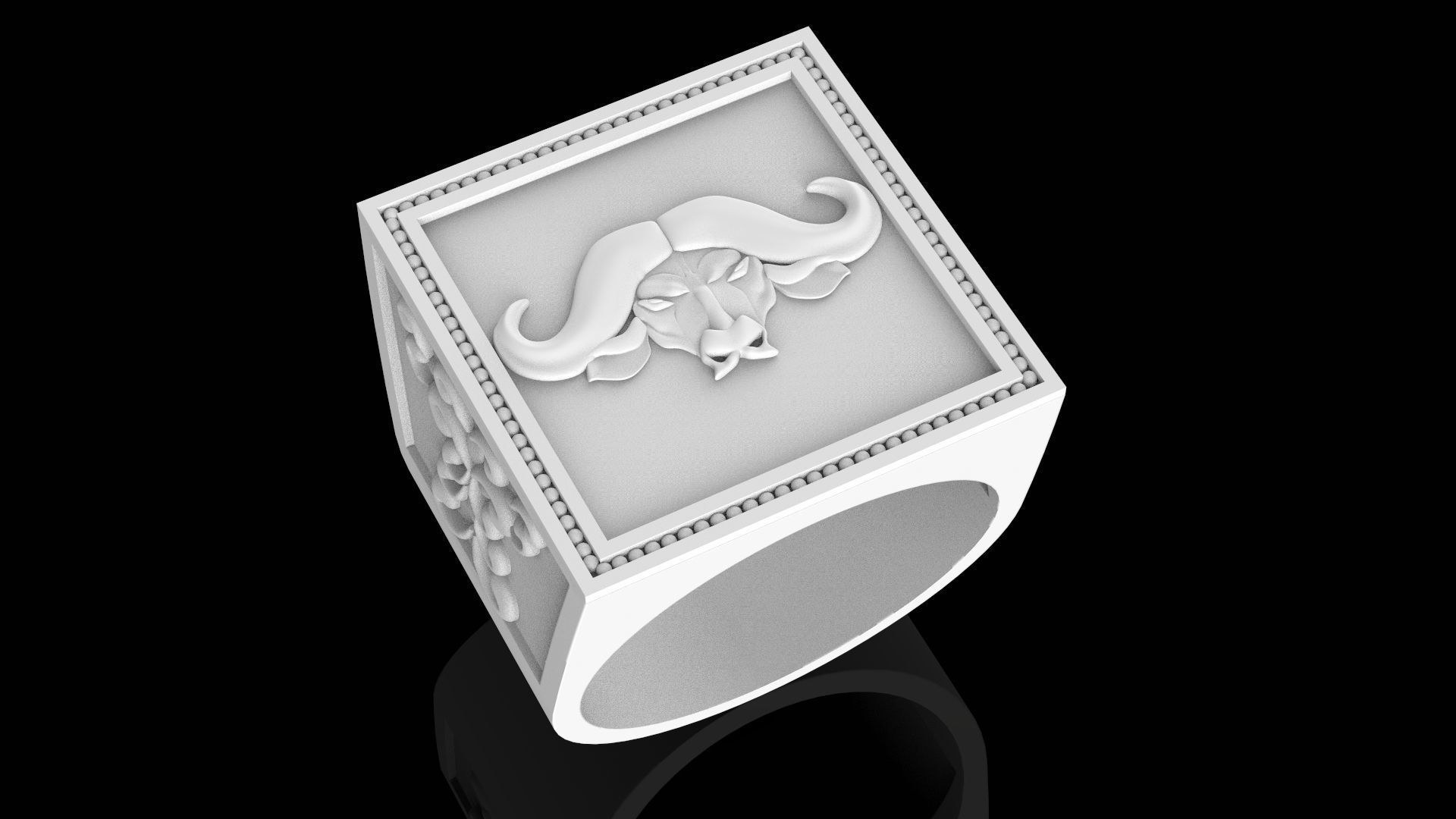Ring with buffalo 3D print model_2