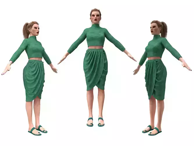 3d realistic female character  with clothes  3D model
