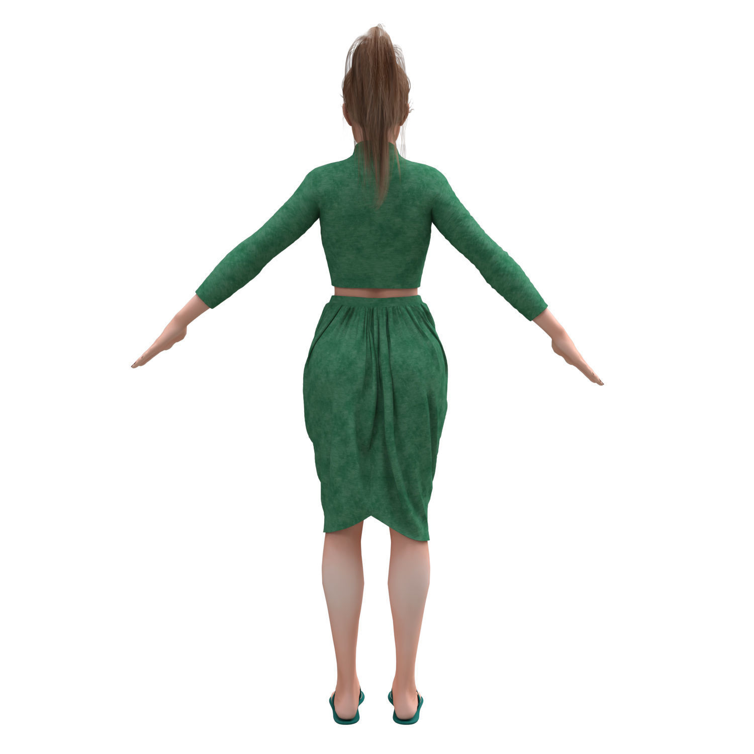 3d realistic female character  with clothes  3D model_7
