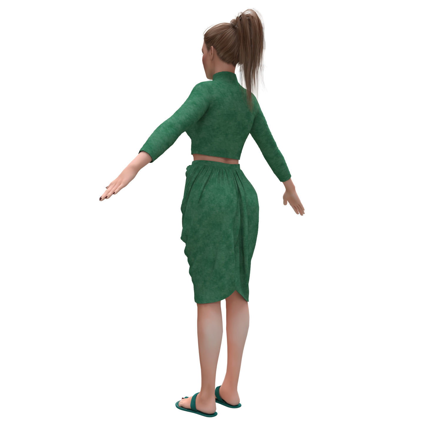 3d realistic female character  with clothes  3D model_6