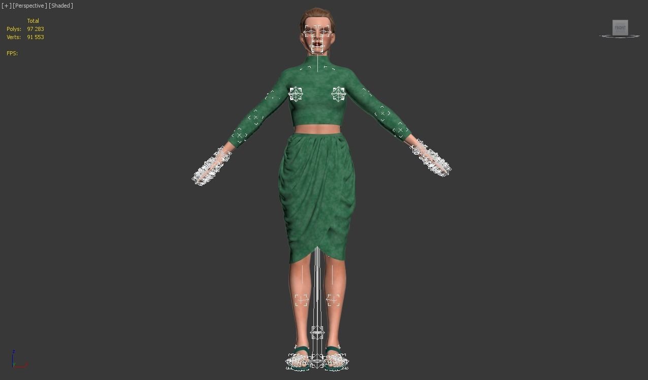 3d realistic female character  with clothes  3D model_14
