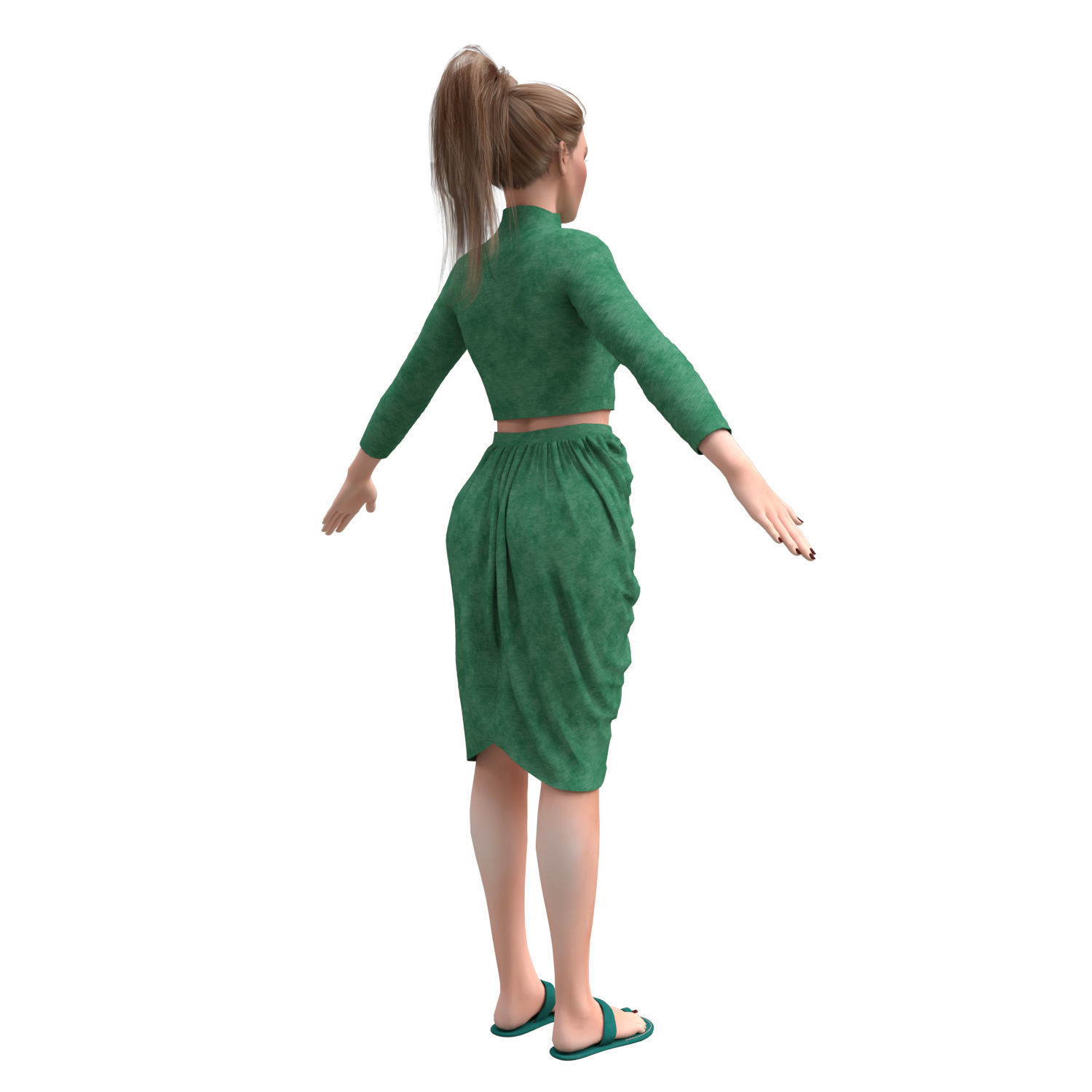 3d realistic female character  with clothes  3D model_8