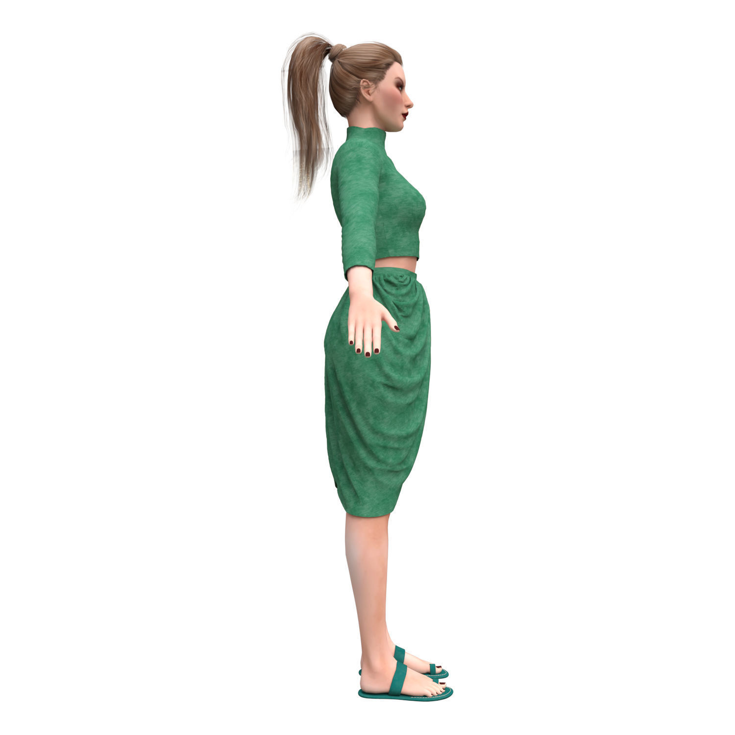 3d realistic female character  with clothes  3D model_11