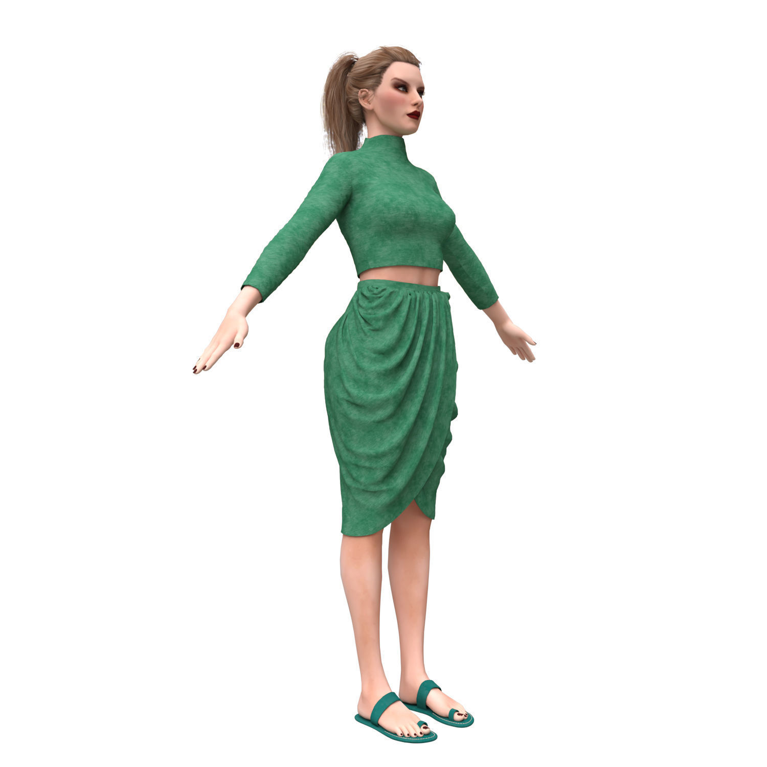 3d realistic female character  with clothes  3D model_10