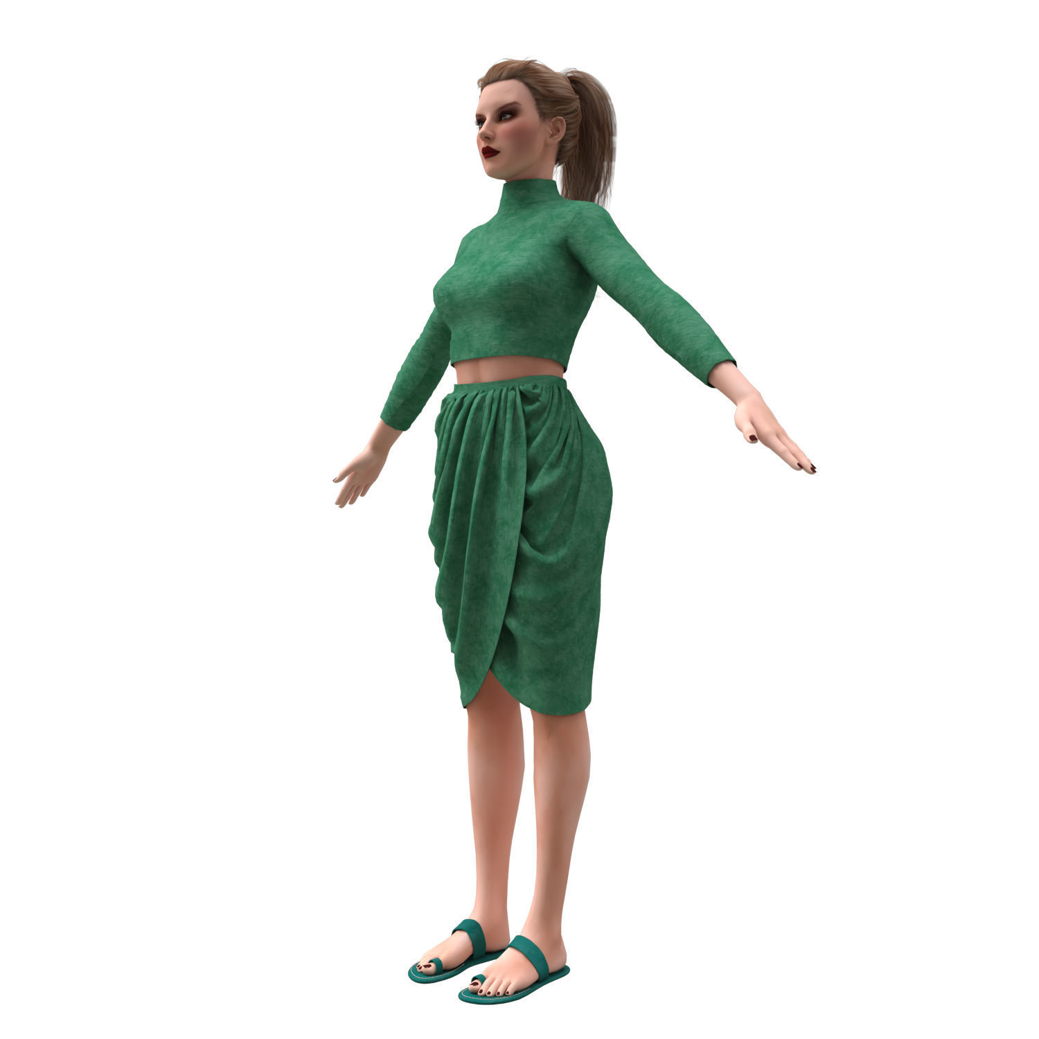 3d realistic female character  with clothes  3D model_4