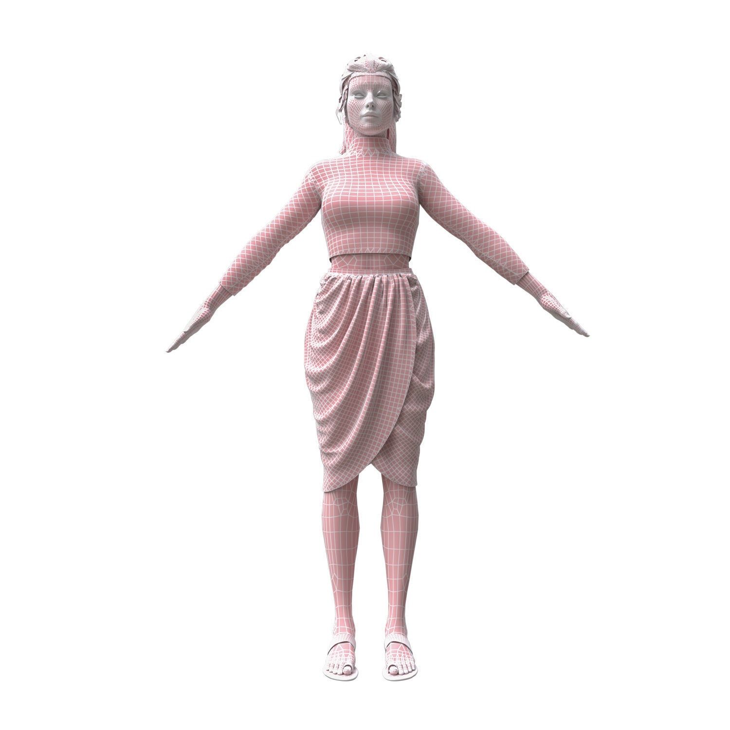 3d realistic female character  with clothes  3D model_12