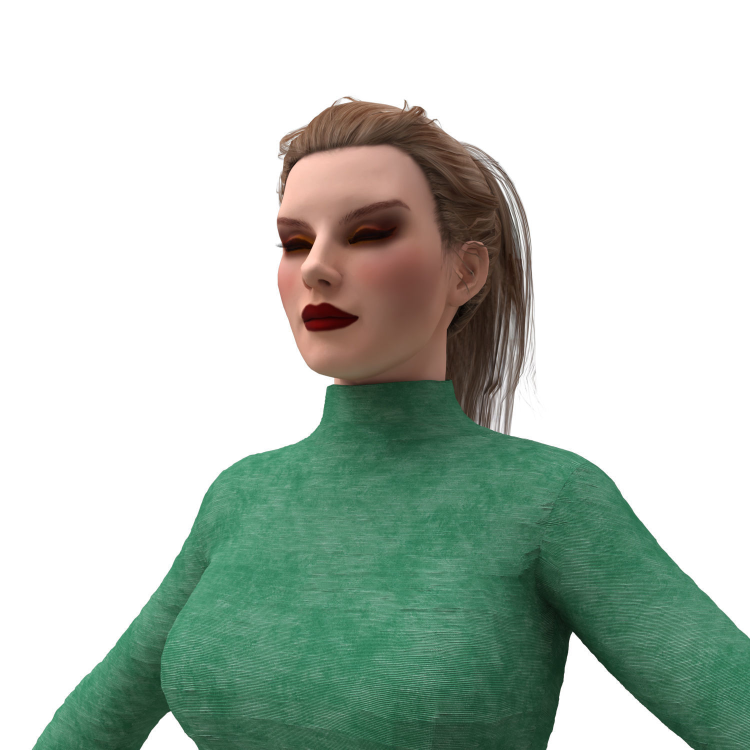 3d realistic female character  with clothes  3D model_3