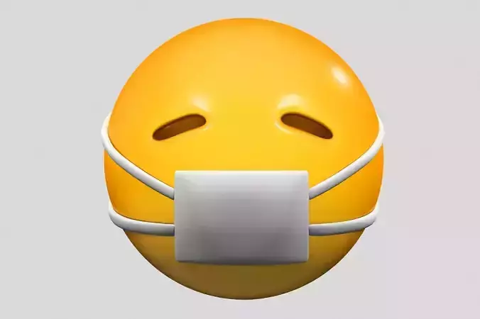 Emoji Face with Medical Mask 3D model