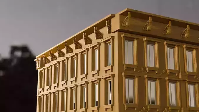 Rome Inspired Neoclassical Building Facade Low Poly