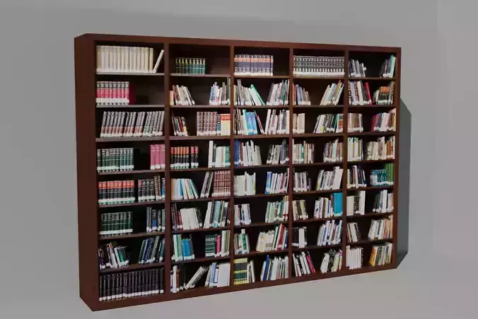 Bookshelf Bookcase Library Low-poly 3D model
