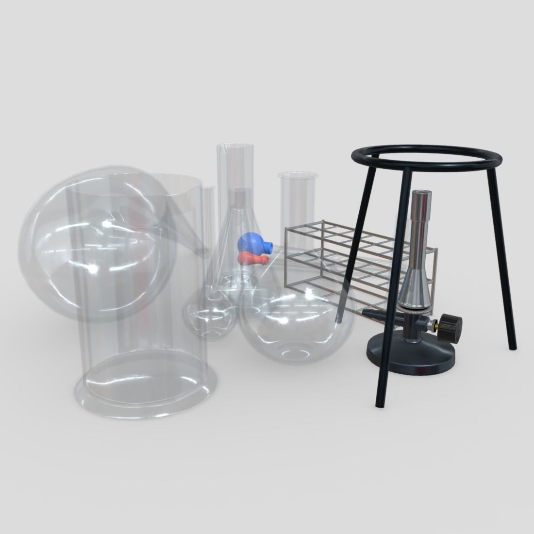 Laboratory Flask Pack Low-poly 3D model_8