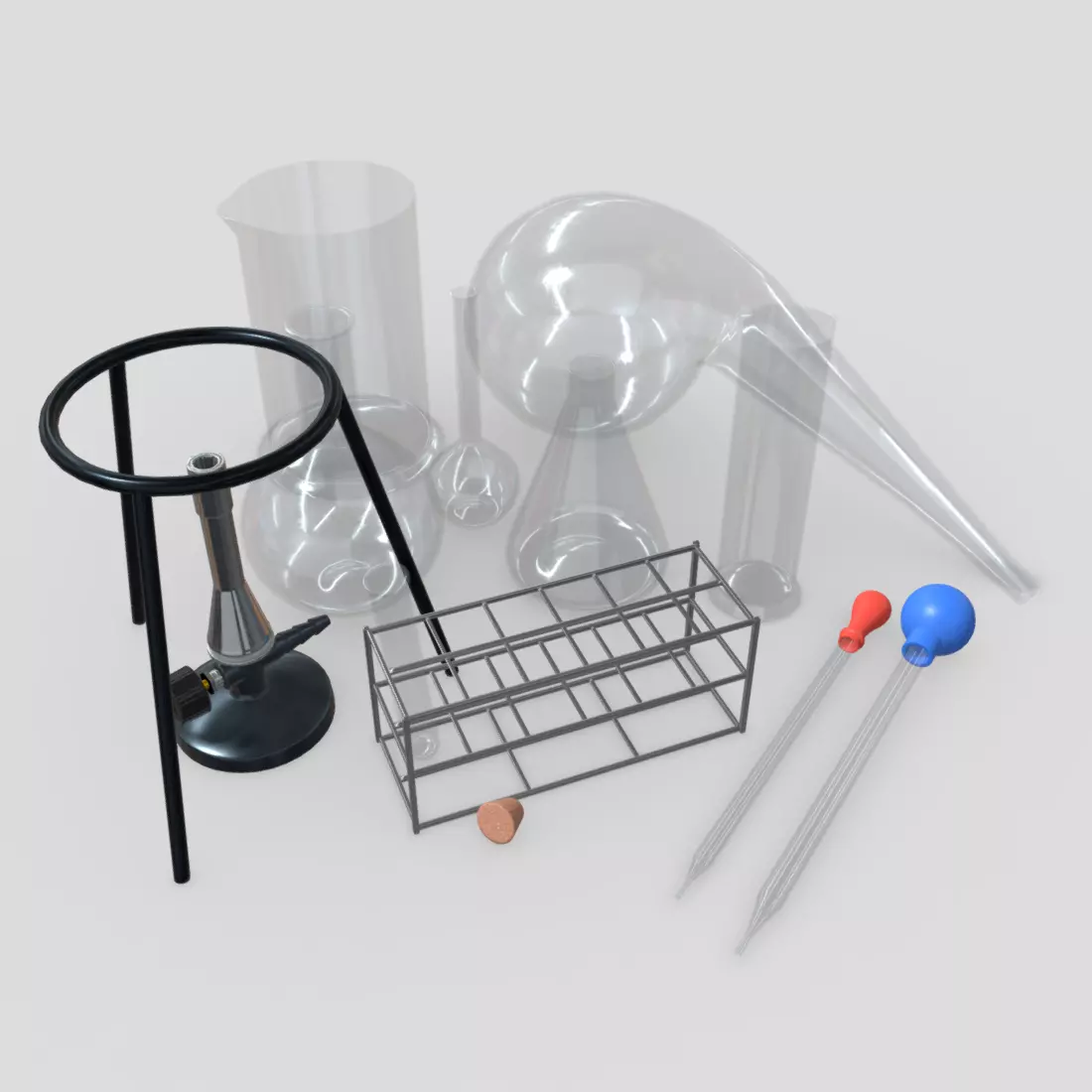 Laboratory Flask Pack Low-poly 3D model_0