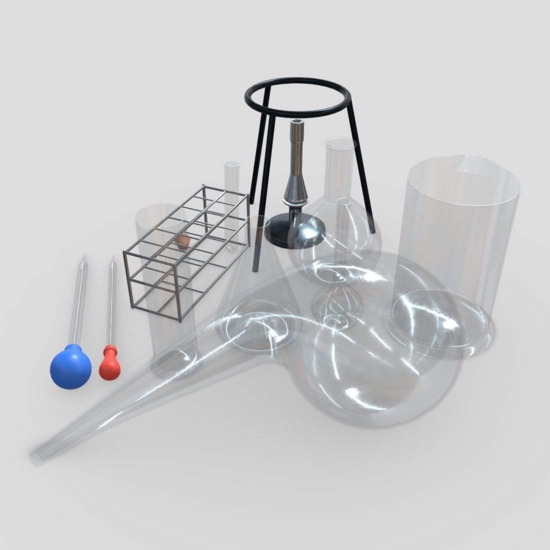 Laboratory Flask Pack Low-poly 3D model_6