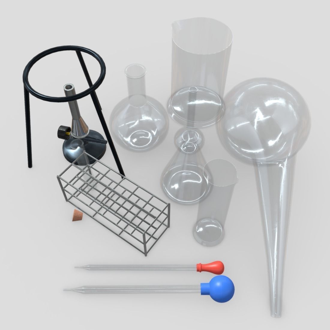 Laboratory Flask Pack Low-poly 3D model_4