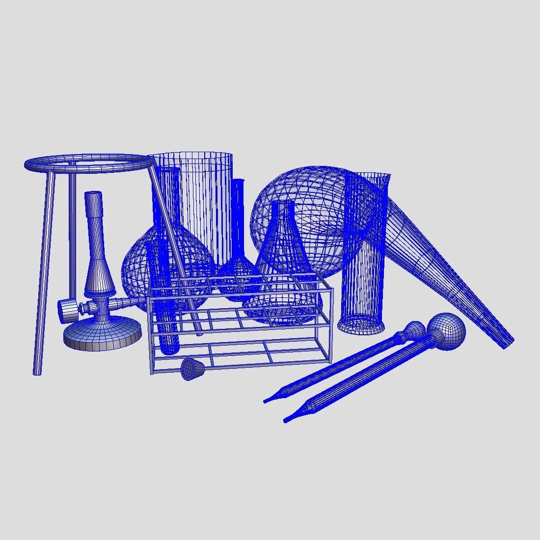 Laboratory Flask Pack Low-poly 3D model_3