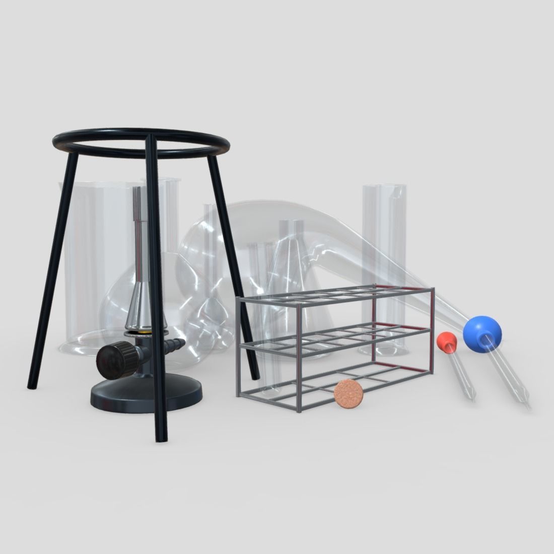 Laboratory Flask Pack Low-poly 3D model_10
