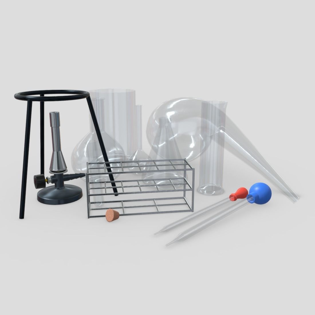 Laboratory Flask Pack Low-poly 3D model_2