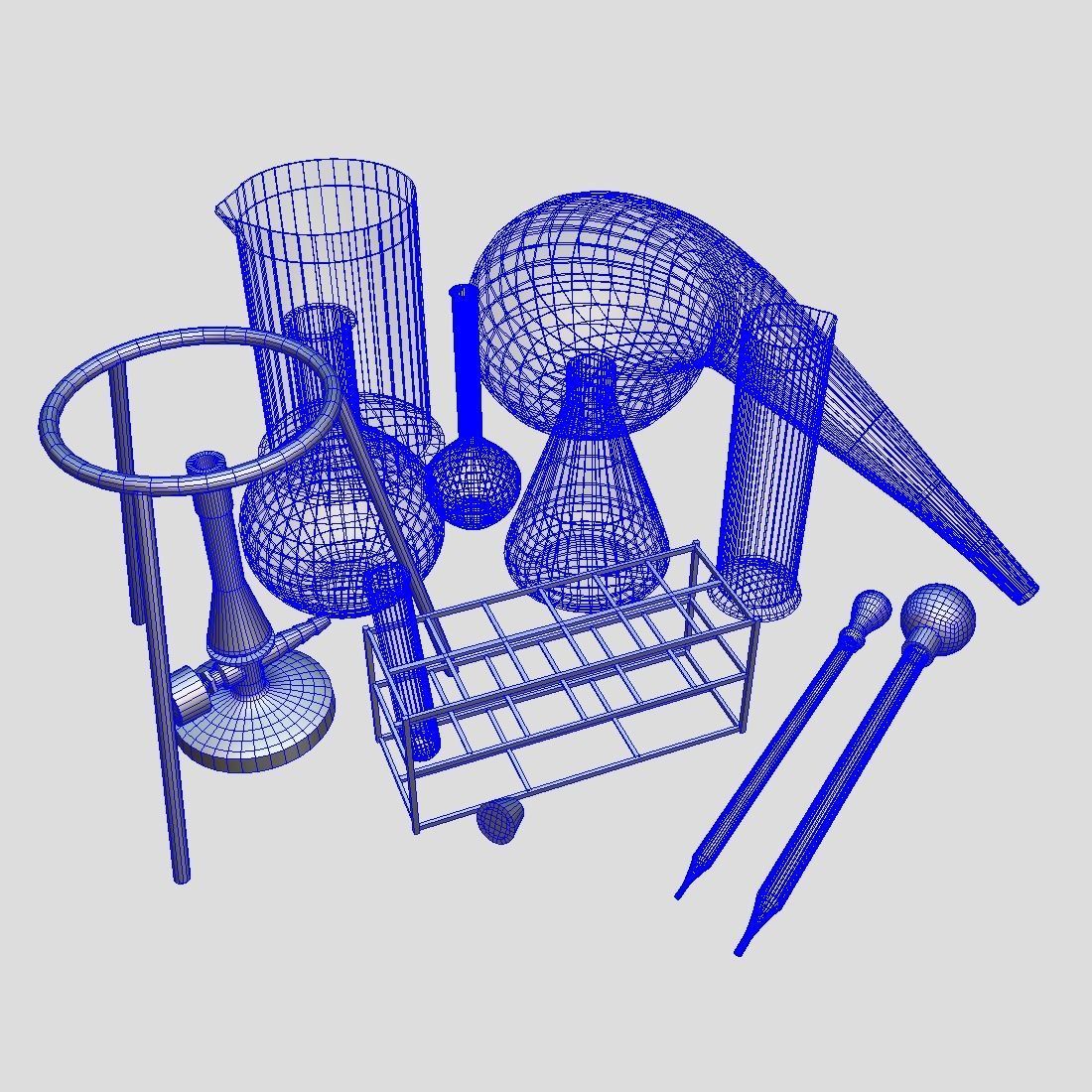 Laboratory Flask Pack Low-poly 3D model_1