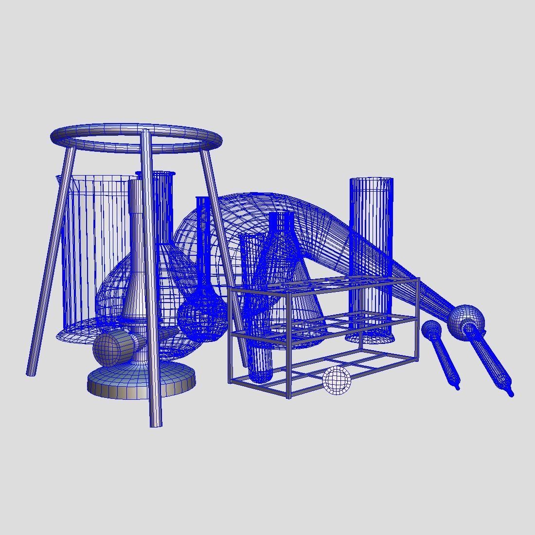 Laboratory Flask Pack Low-poly 3D model_11