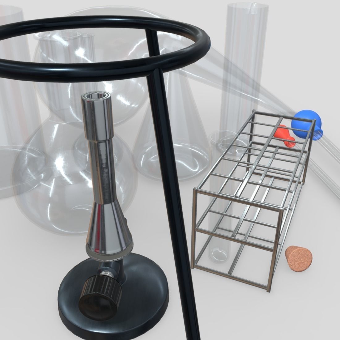 Laboratory Flask Pack Low-poly 3D model_12