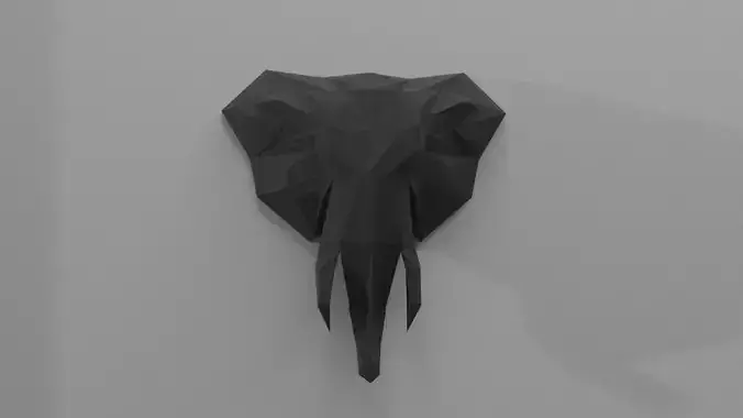 Low poly animal polygonal elephant head wall art