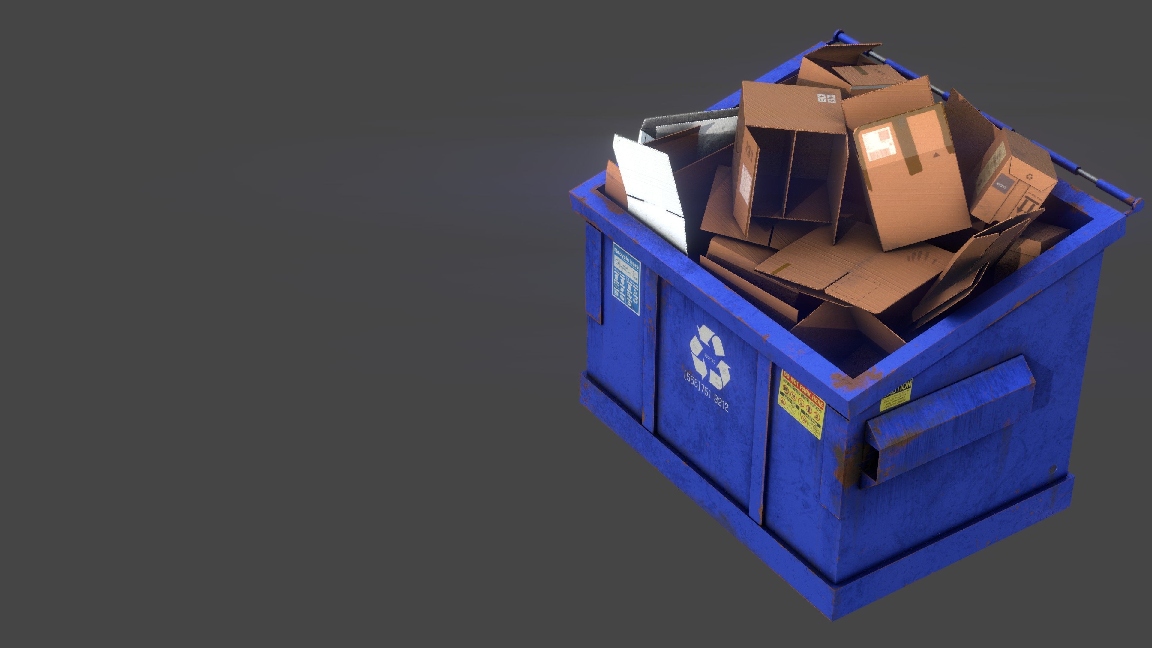 RECYCLING DUMPSTER Low-poly 3D model_6