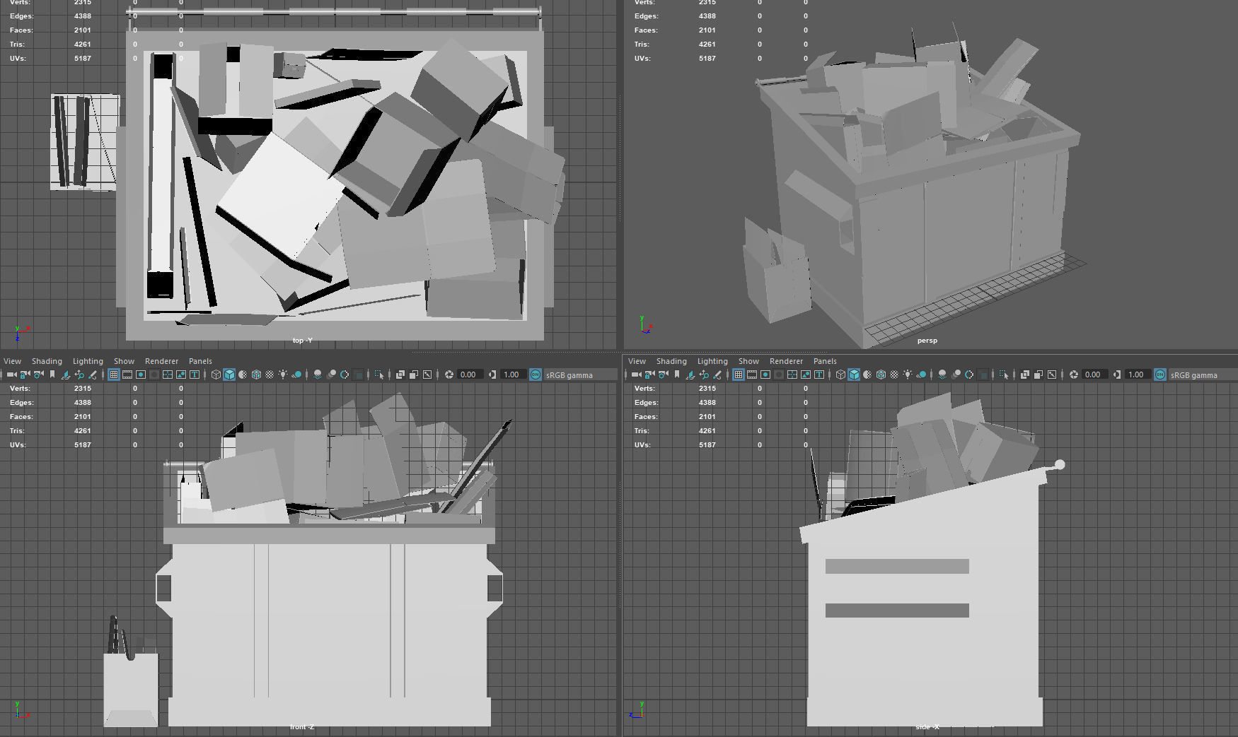 RECYCLING DUMPSTER Low-poly 3D model_8