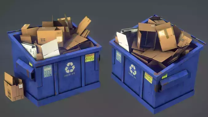 RECYCLING DUMPSTER Low-poly 3D model RECYCLING DUMPSTER Low-poly 3D model