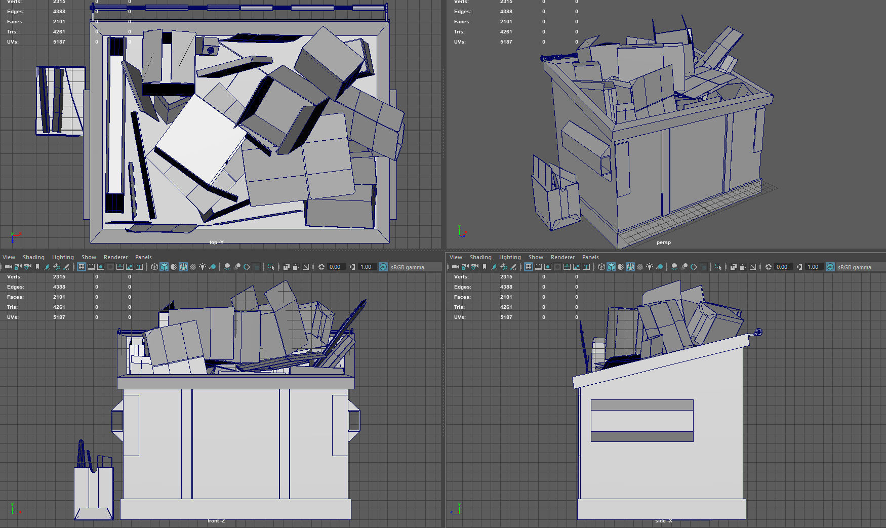 RECYCLING DUMPSTER Low-poly 3D model_9