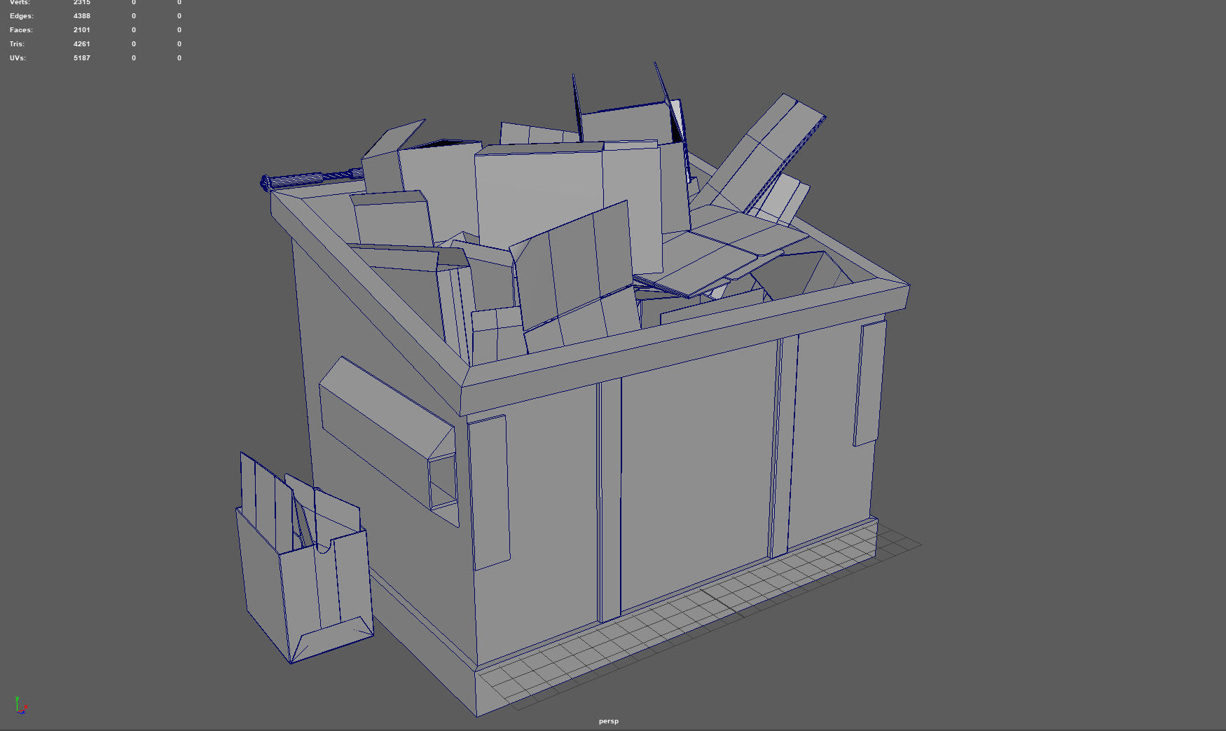 RECYCLING DUMPSTER Low-poly 3D model_4