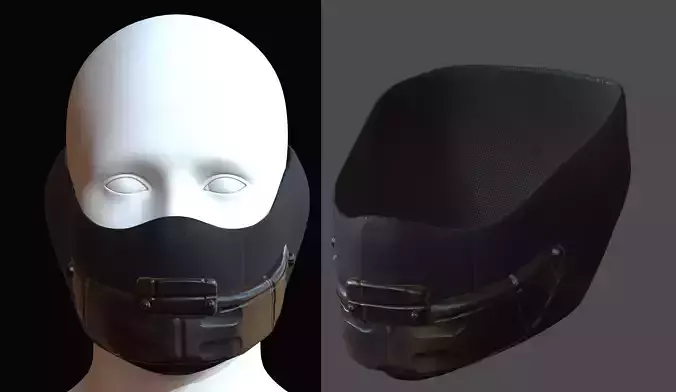 Gas mask helmet 3d model scifi Low-poly 