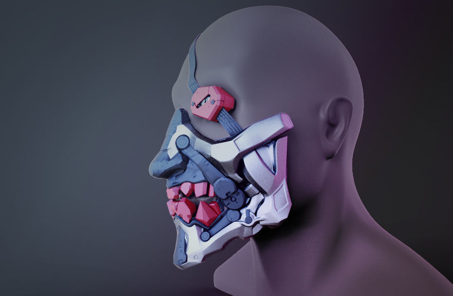 Cyberpunk Demon Ninja  Mask 3D print model_2