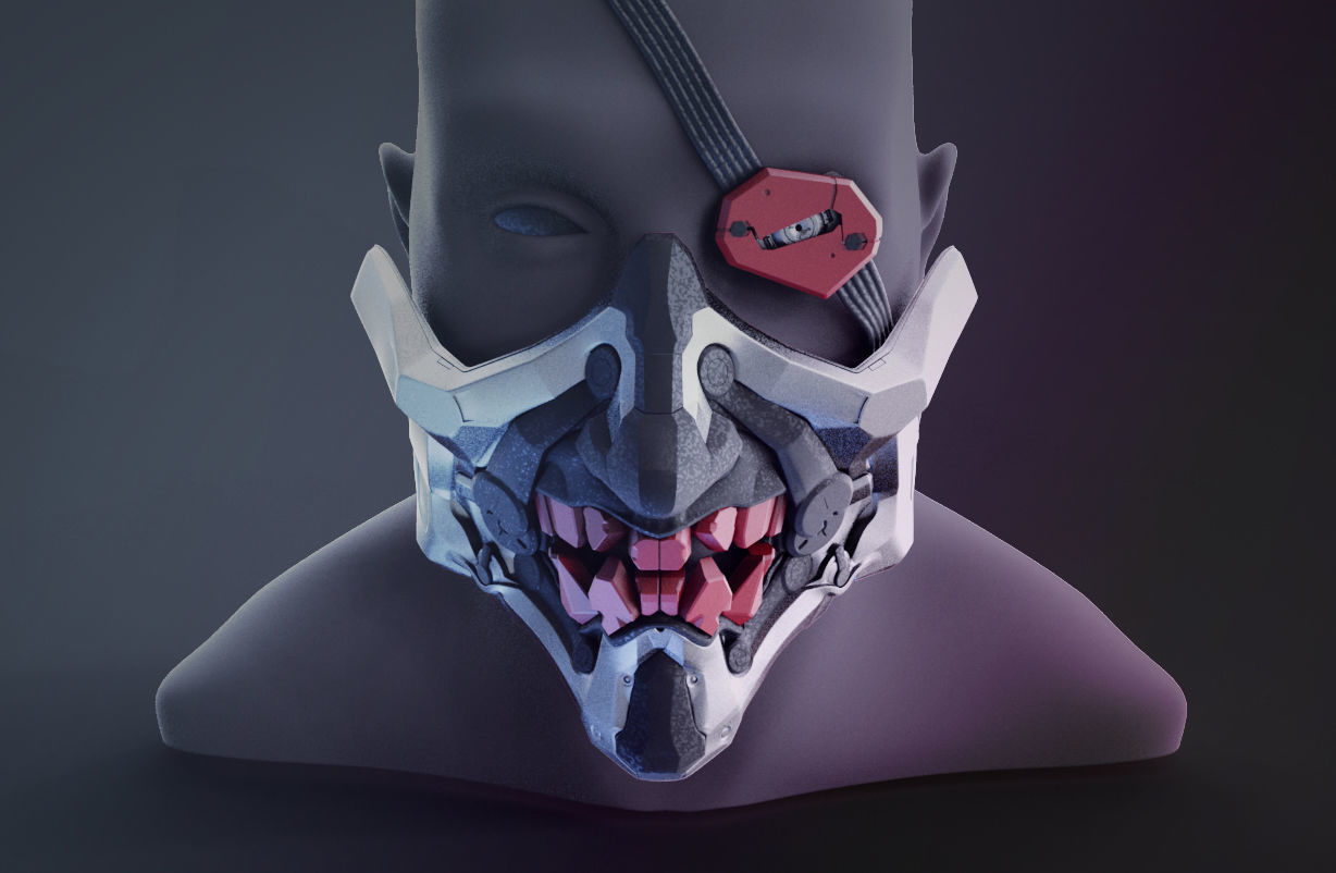 Cyberpunk Demon Ninja  Mask 3D print model_3