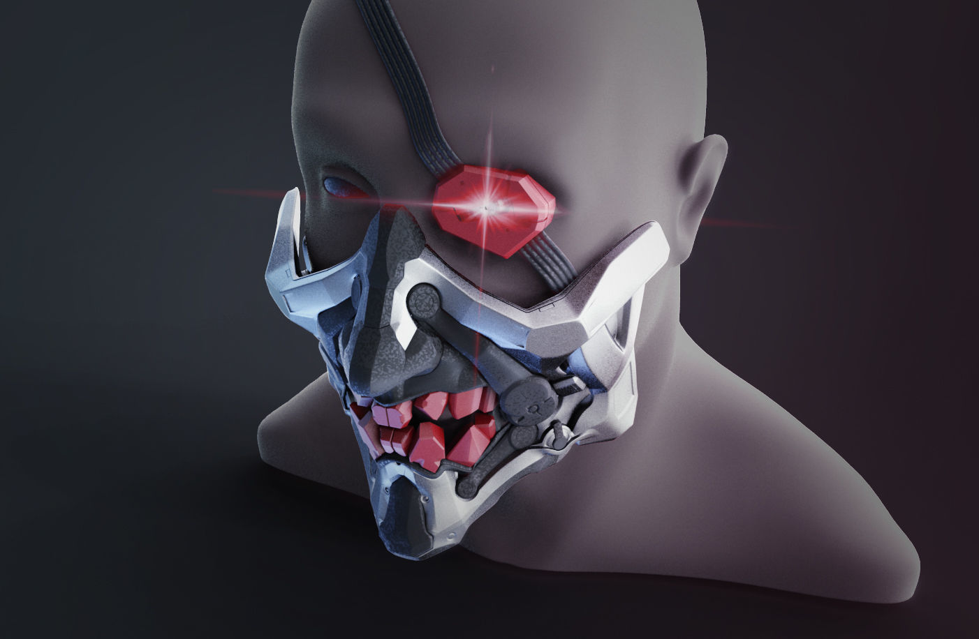 Cyberpunk Demon Ninja  Mask 3D print model_1
