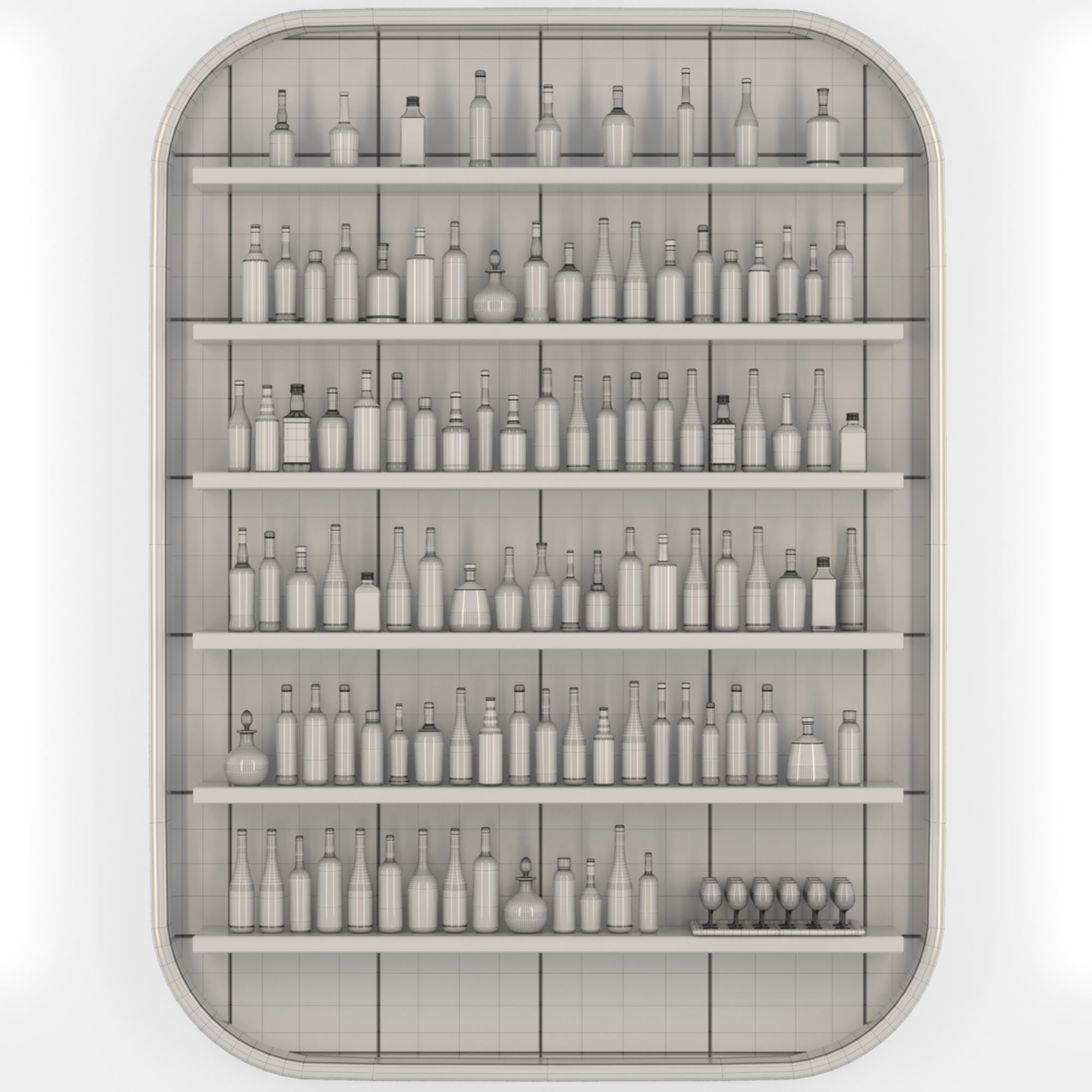 large alcohol showcase 3D model_1