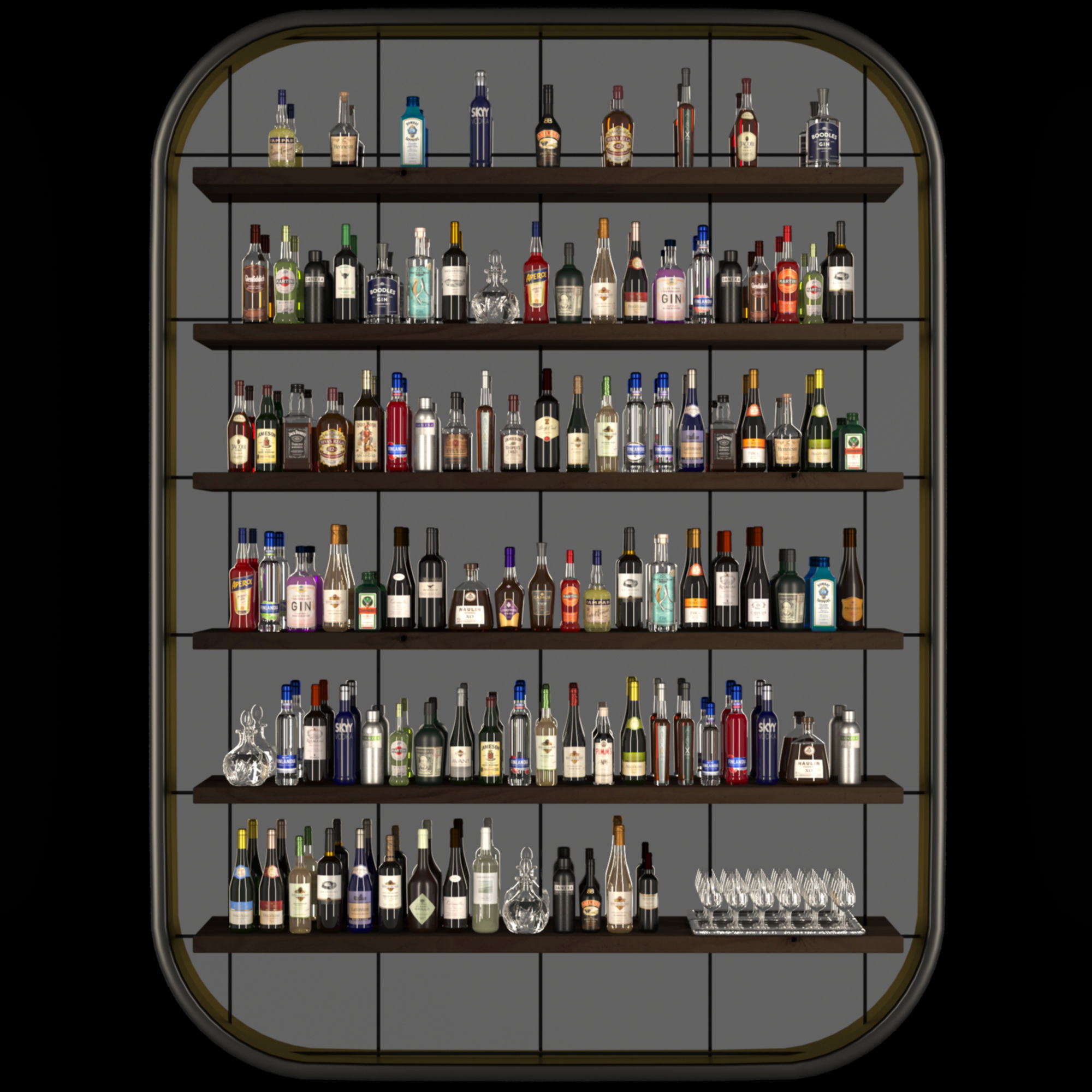 large alcohol showcase 3D model_2