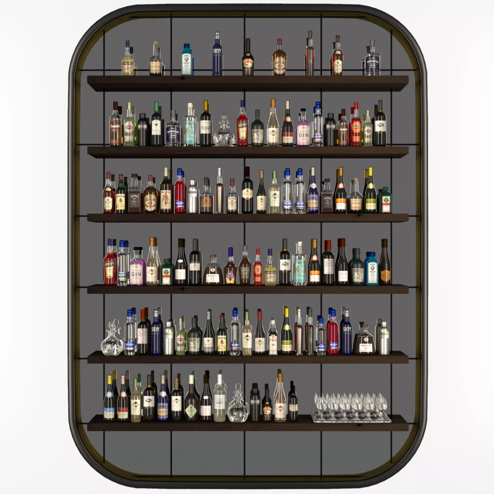 large alcohol showcase 3D model_0