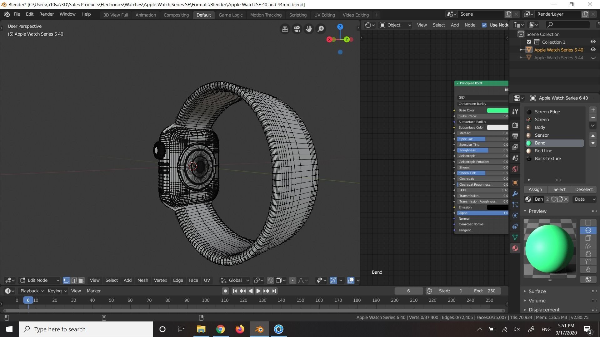 Apple Watch Series 6 in 40 and 44 mm Low-poly 3D model_5