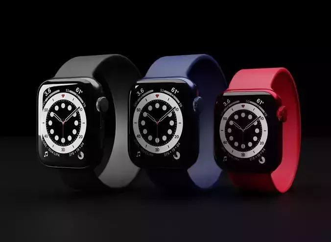 Apple Watch Series 6 in 40 and 44 mm Low-poly 3D model